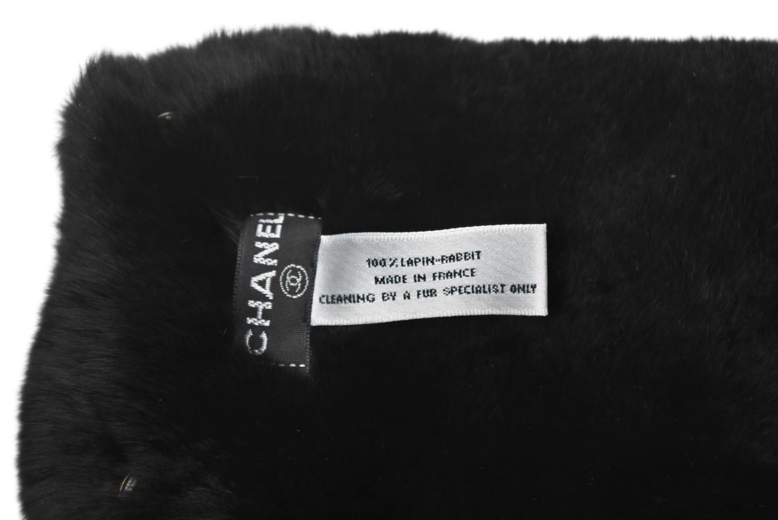 Chanel CC Logo Rabbit Arm Warmers Black White — view 6