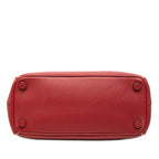 Prada / Shoulder Bag / 2-Way White Stitching Red Faux Calf Leather — view 3