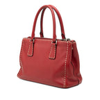 Prada / Shoulder Bag / 2-Way White Stitching Red Faux Calf Leather — view 2