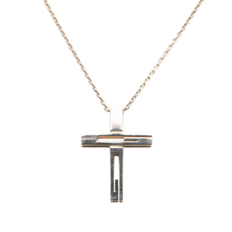Gucci Logo Cross Chain Pendant 925 Sterling Silver