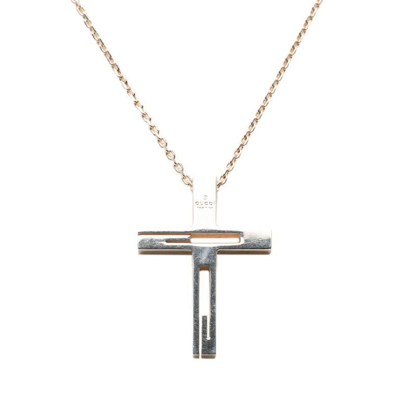 Gucci Logo Cross Chain Pendant 925 Sterling Silver — view 2