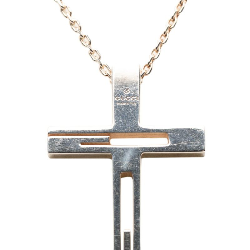Gucci Logo Cross Chain Pendant 925 Sterling Silver — view 5