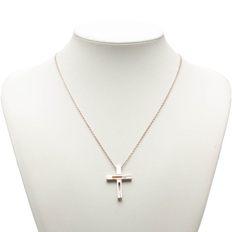 Gucci Logo Cross Chain Pendant 925 Sterling Silver — view 6