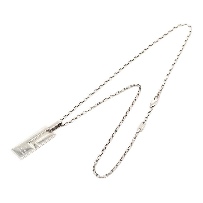Gucci Logo Plate Chain Pendant Silver — view 3
