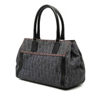 Dior Flight Line Trotter Handbag Gray Orange Denim Leather — view 2
