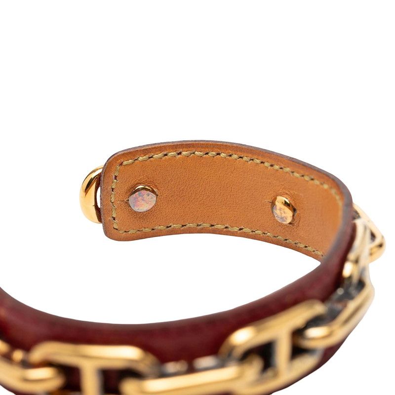 Hermes Chaine D'ancre Bangle Gold Red Plated Leather 1- Bracelet — view 5