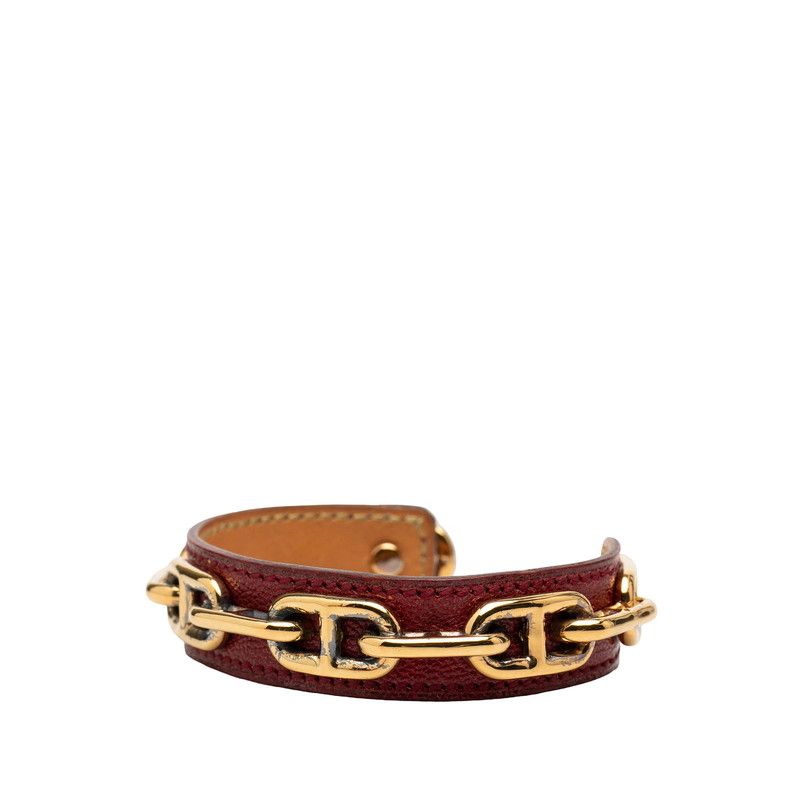 Hermes Chaine D'ancre Bangle Gold Red Plated Leather 1- Bracelet — view 2