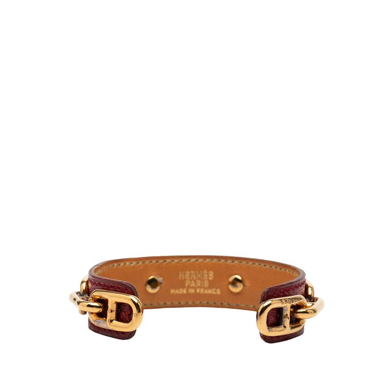 Hermes Chaine D'ancre Bangle Gold Red Plated Leather 1- Bracelet — view 3