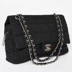 Chanel Quilted Choco Bar Shoulder Bag CC Logo Nylon Black Silver — view 3