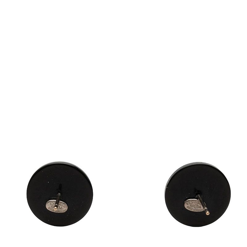 Chanel CC Logo Stud Earrings Black Plastic Rhinestone — view 2