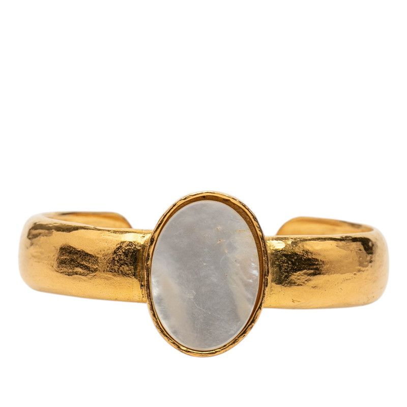 Chanel CC Logo Vintage Bangle Gold Plated Shell 1- Bracelet