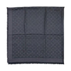 Louis Vuitton Shawl Monogram LV Anthracite Silk Wool Logo Gray Black Scarf — view 3
