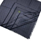 Louis Vuitton Shawl Monogram LV Anthracite Silk Wool Logo Gray Black Scarf — view 6