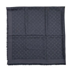 Louis Vuitton Shawl Monogram LV Anthracite Silk Wool Logo Gray Black Scarf — view 2