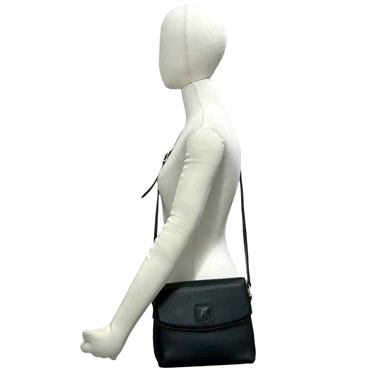 Celine Vintage Triomphe Logo Leather Shoulder Bag Pochette Crossbody Black — view 2