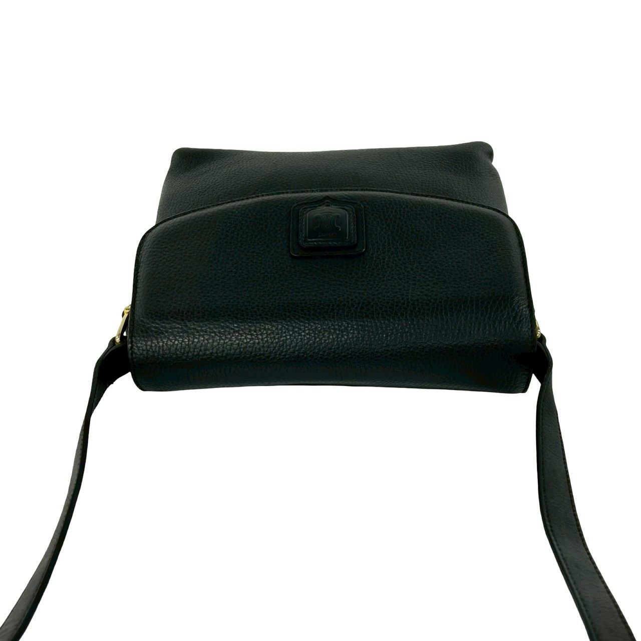 Celine Vintage Triomphe Logo Leather Shoulder Bag Pochette Crossbody Black — view 4