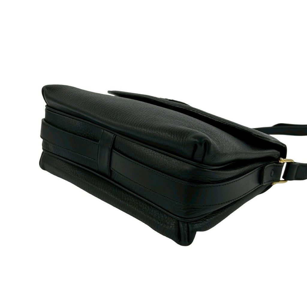 Celine Vintage Triomphe Logo Leather Shoulder Bag Pochette Crossbody Black — view 8