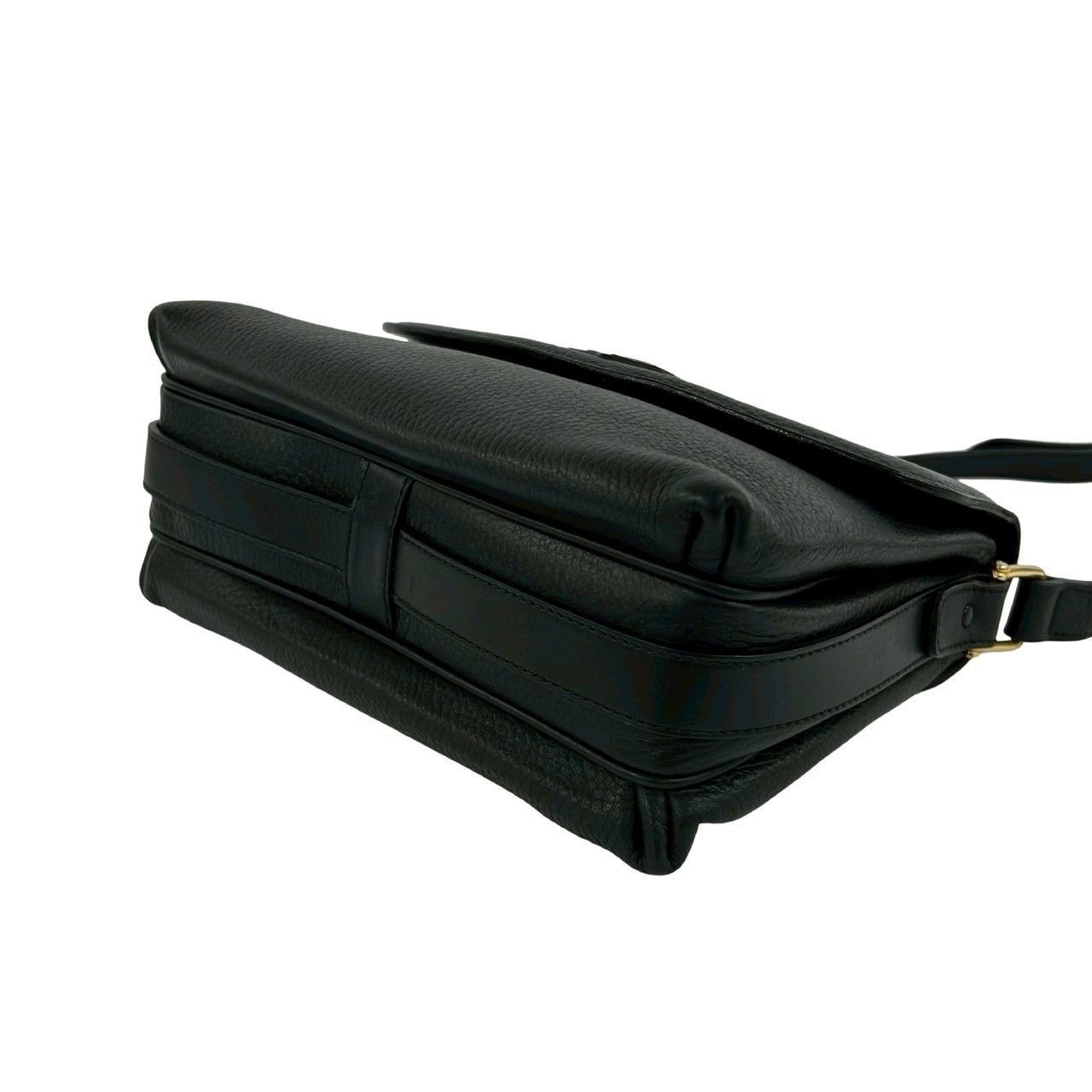Celine Vintage Triomphe Logo Leather Shoulder Bag Pochette Crossbody Black — view 8
