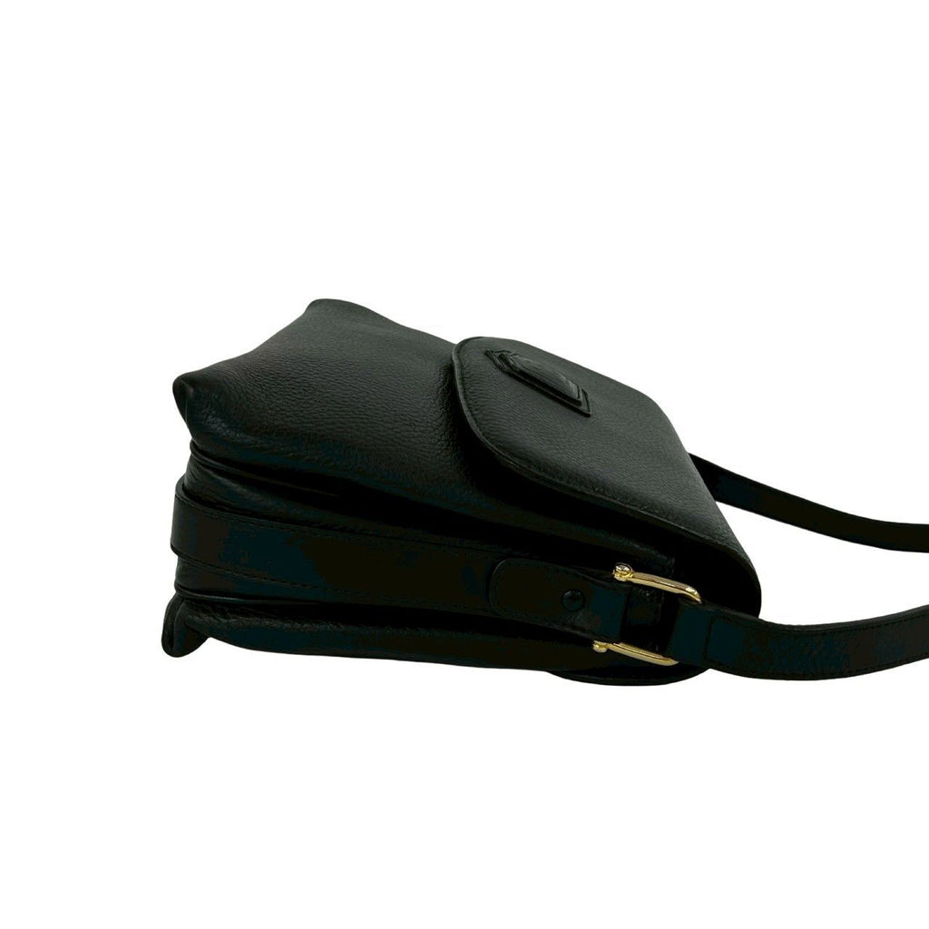 Celine Vintage Triomphe Logo Leather Shoulder Bag Pochette Crossbody Black — view 6