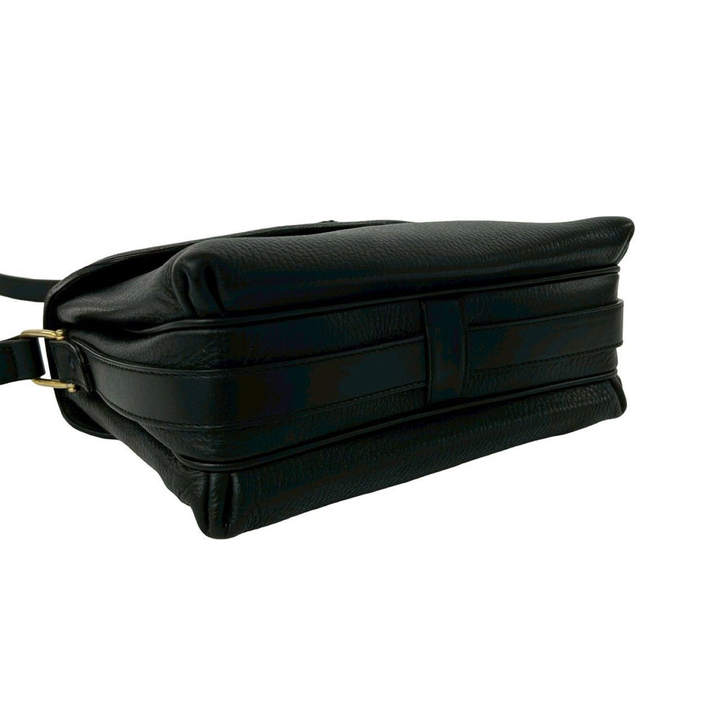 Celine Vintage Triomphe Logo Leather Shoulder Bag Pochette Crossbody Black — view 7