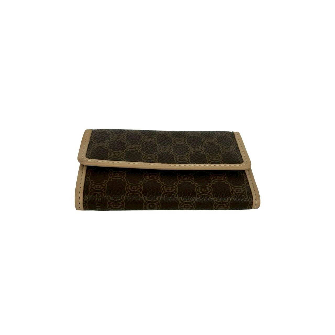 Celine Box Macadam Blason Triomphe Leather Trifold Key Case Key Cover Brown — view 6