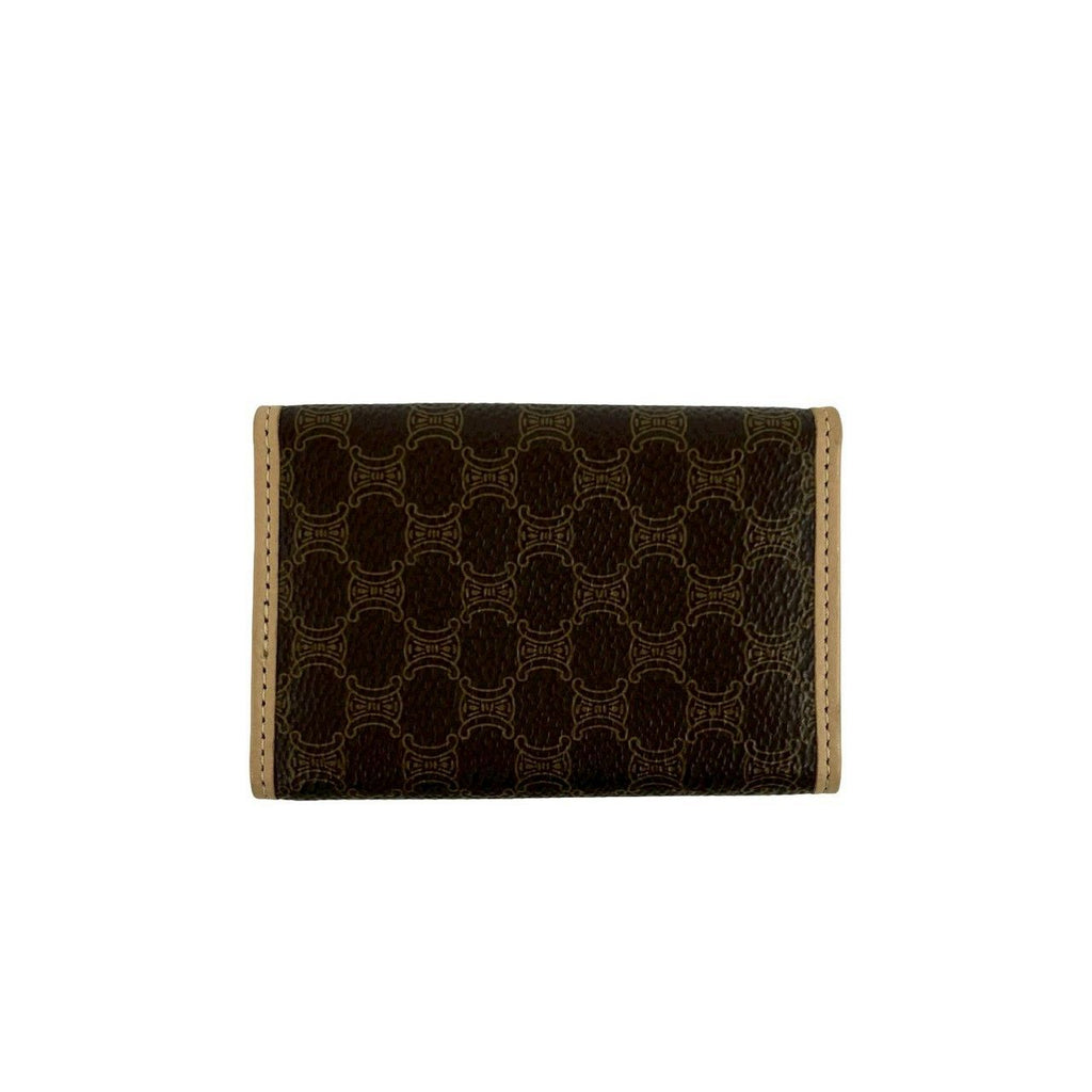 Celine Box Macadam Blason Triomphe Leather Trifold Key Case Key Cover Brown — view 2