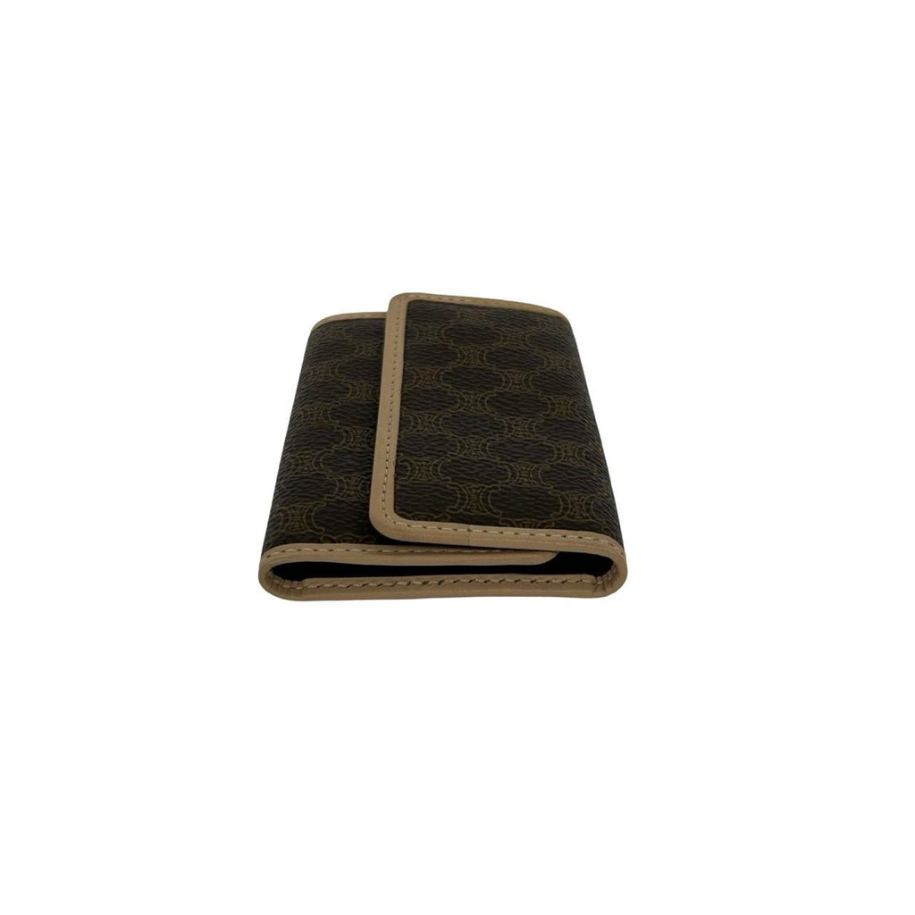 Celine Box Macadam Blason Triomphe Leather Trifold Key Case Key Cover Brown — view 5