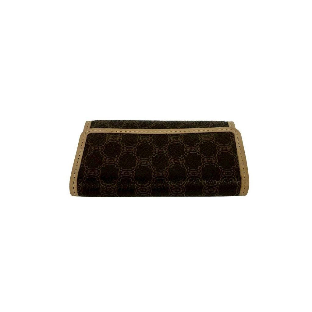 Celine Box Macadam Blason Triomphe Leather Trifold Key Case Key Cover Brown — view 3