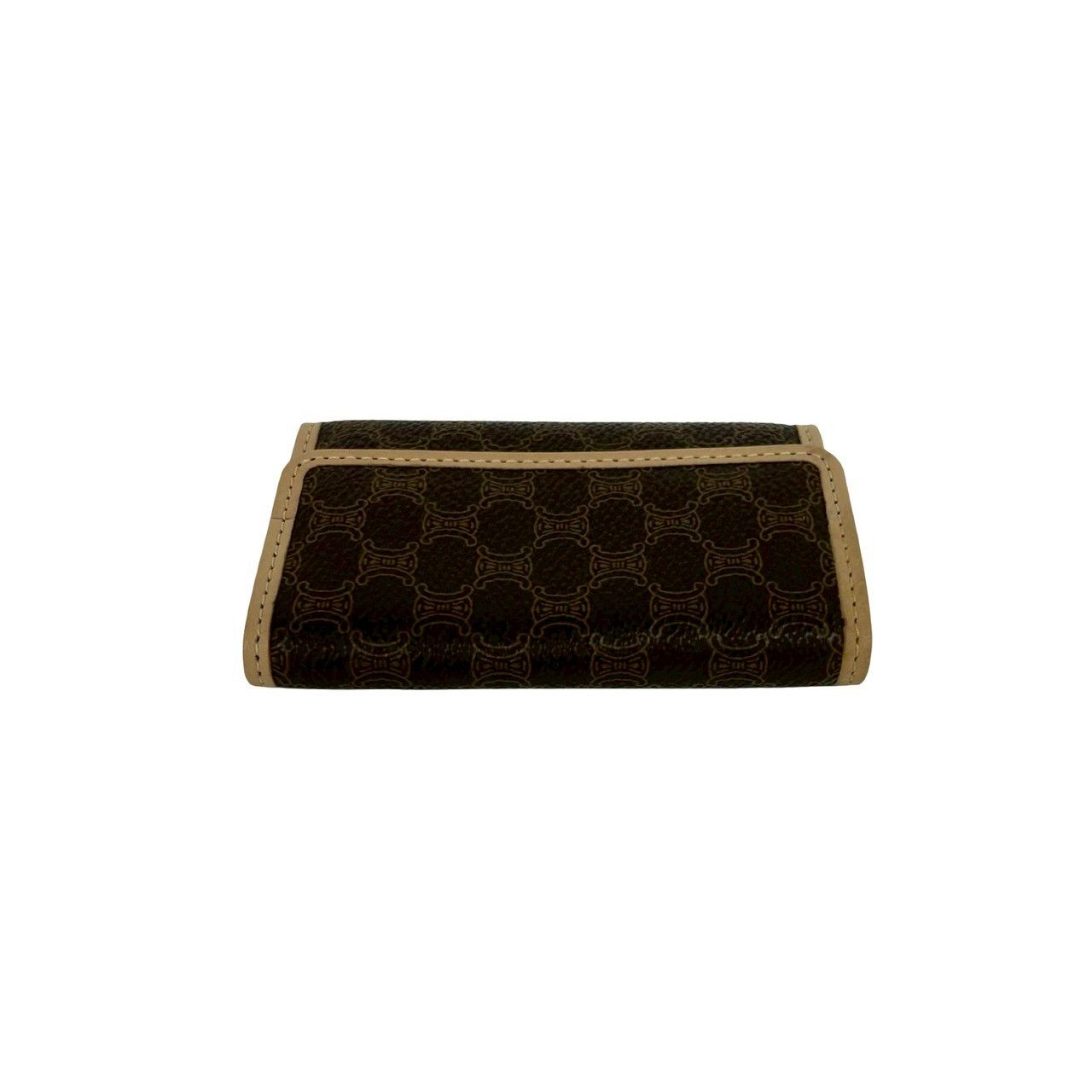 Celine Box Macadam Blason Triomphe Leather Trifold Key Case Key Cover Brown — view 3