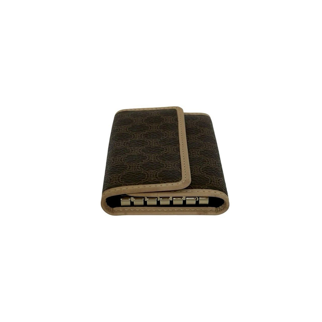 Celine Box Macadam Blason Triomphe Leather Trifold Key Case Key Cover Brown — view 4