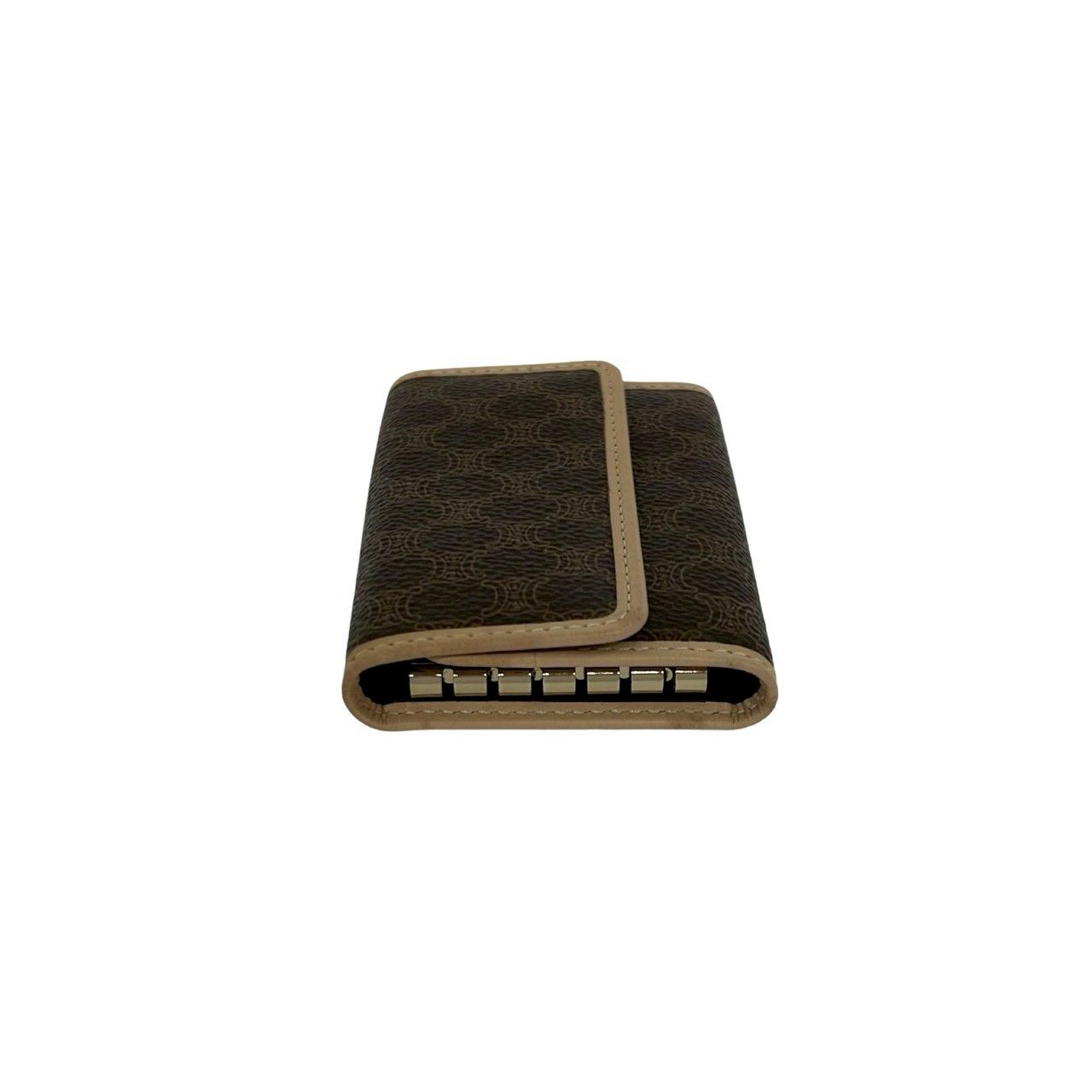 Celine Box Macadam Blason Triomphe Leather Trifold Key Case Key Cover Brown — view 4