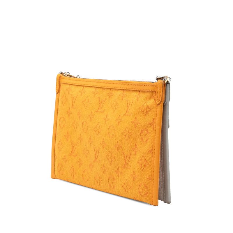 Louis Vuitton Monogram Flat Messenger Chain Shoulder Bag Crossbody Light Gray — view 2