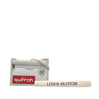 Louis Vuitton Monogram Flat Messenger Chain Shoulder Bag Crossbody Light Gray — view 9