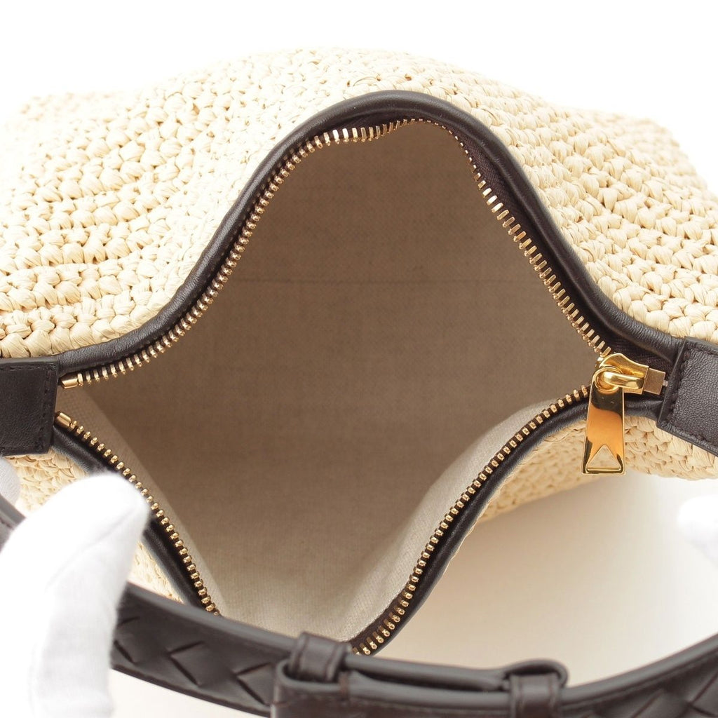 Bottega Veneta Mini Wallace Raffia Basket Intrecciato Shoulder Bag Brown — view 6