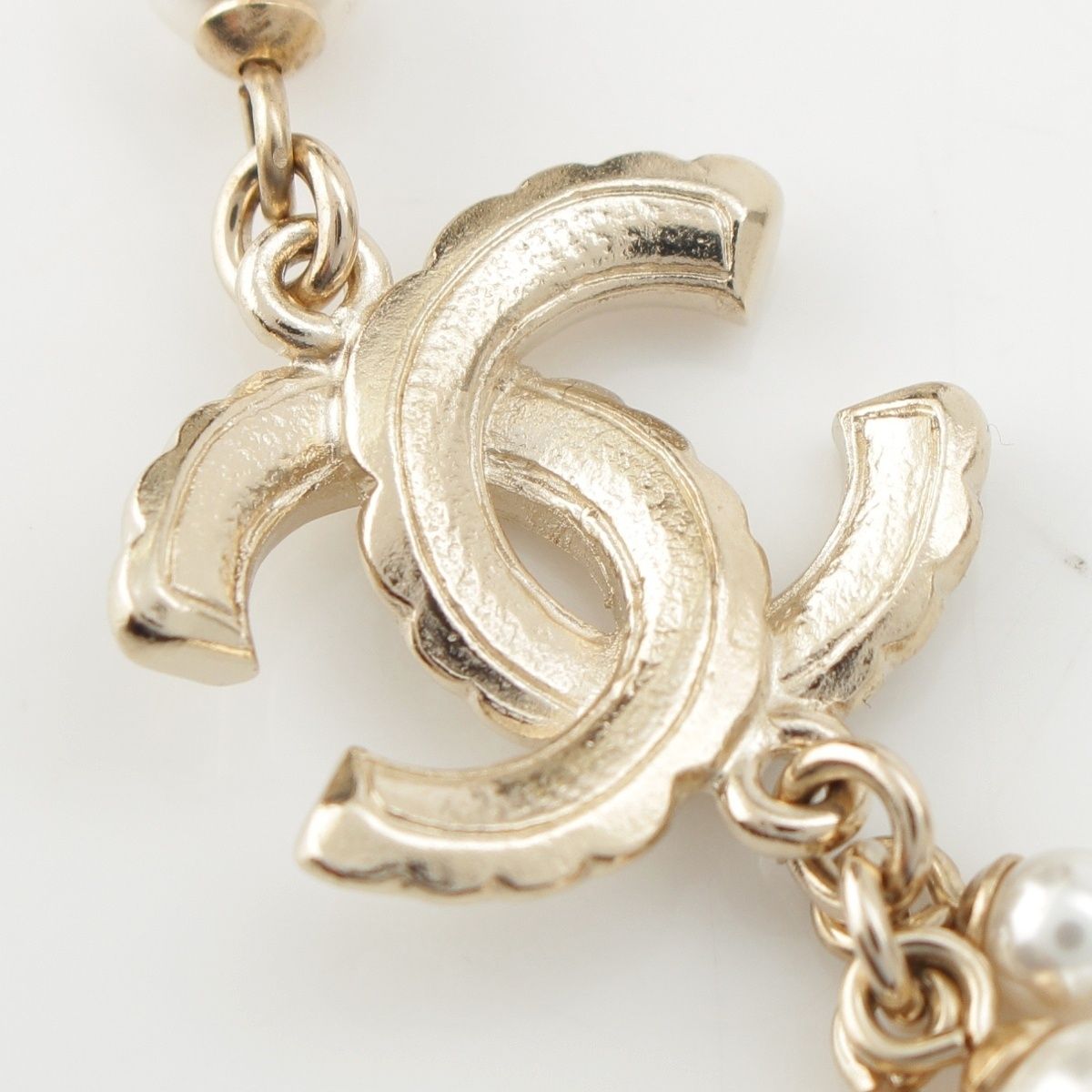 Chanel Pearl CC Logo Chain Belt 332 333 Set Gold — view 9