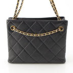 Chanel Quilted Lambskin Shiny CC Logo Shopping Shoulder Bag Black Small — view 5