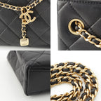 Chanel Quilted Lambskin Shiny CC Logo Shopping Shoulder Bag Black Small — view 9