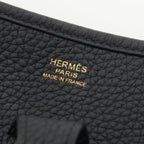 Hermes Taurillon Clemence Evelyne Trois Logo Shoulder Bag Black Gold PM — view 7