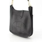 Hermes Taurillon Clemence Evelyne Trois Logo Shoulder Bag Black Gold PM — view 2