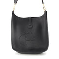Hermes Taurillon Clemence Evelyne Trois Logo Shoulder Bag Black Gold PM