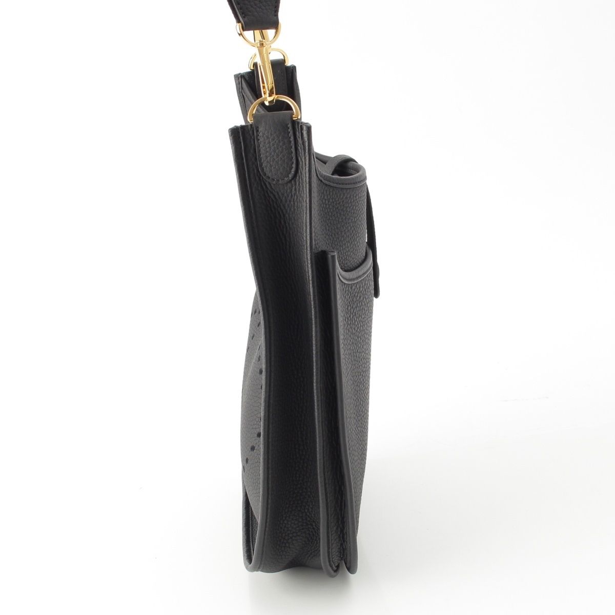 Hermes Taurillon Clemence Evelyne Trois Logo Shoulder Bag Black Gold PM — view 3
