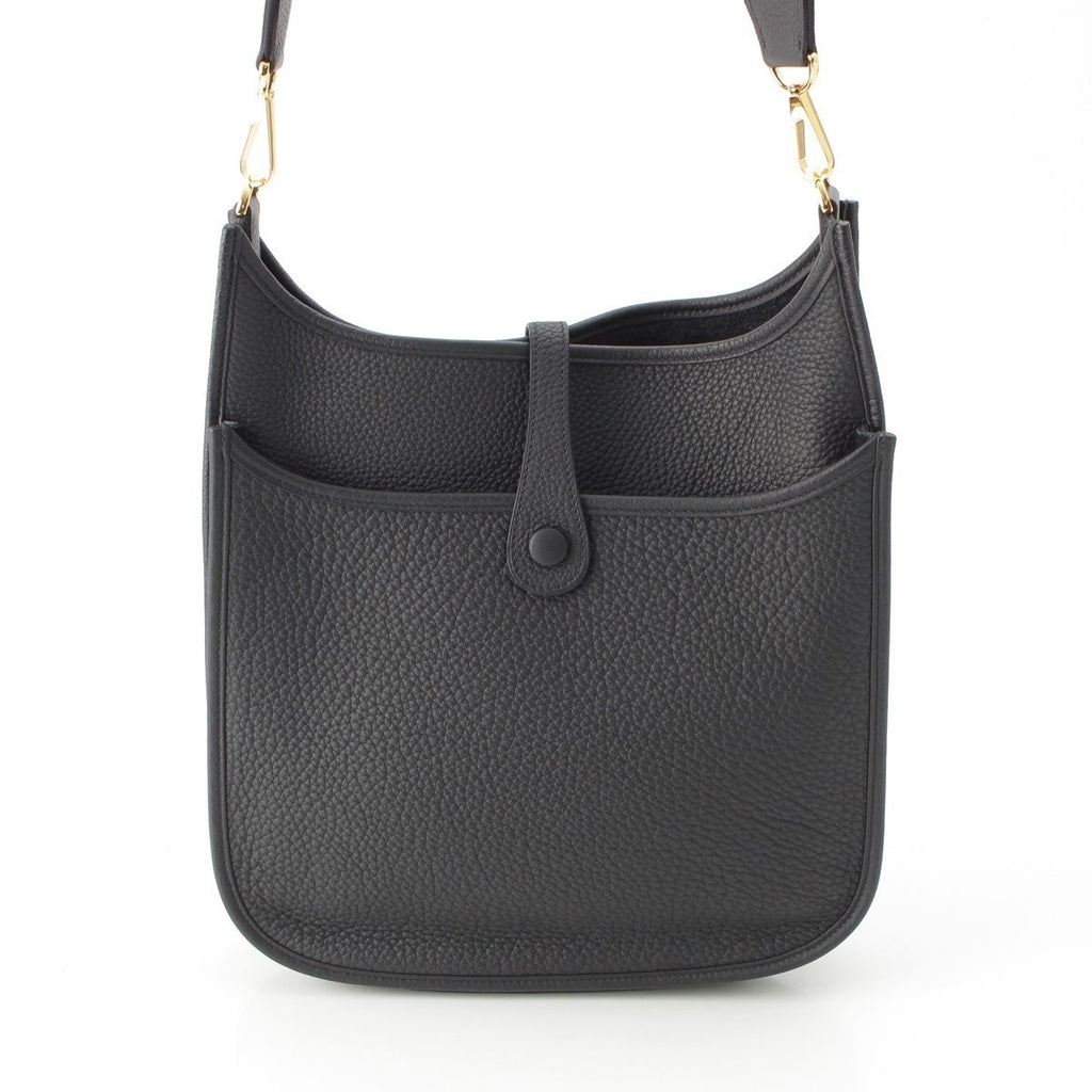 Hermes Taurillon Clemence Evelyne Trois Logo Shoulder Bag Black Gold PM — view 4