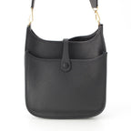 Hermes Taurillon Clemence Evelyne Trois Logo Shoulder Bag Black Gold PM — view 4