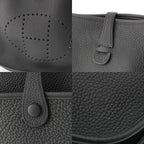 Hermes Taurillon Clemence Evelyne Trois Logo Shoulder Bag Black Gold PM — view 8
