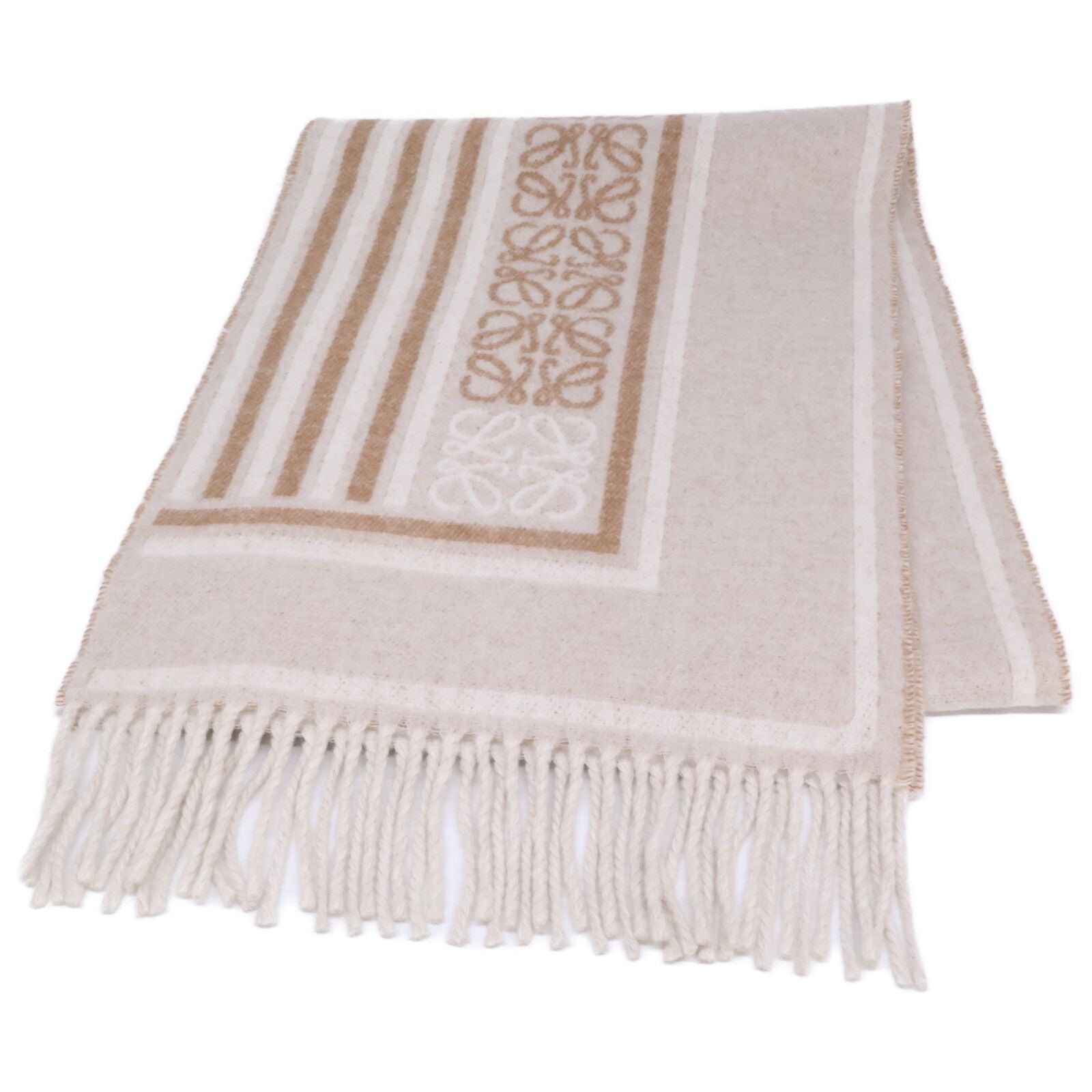 Loewe Wool Cashmere Anagram Jacquard Pattern Scarf
