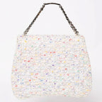 Chanel Confetti Tweed Chain Shoulder Bag Flap Ivory Multicolor CC Logo Silver — view 2