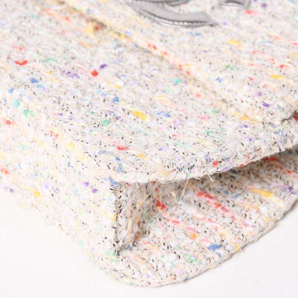 Chanel Confetti Tweed Chain Shoulder Bag Flap Ivory Multicolor CC Logo Silver — view 7