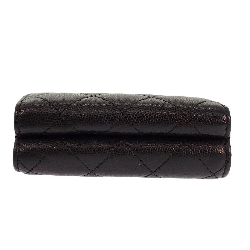 Chanel Classic Small Flap Wallet Trifold Caviar Leather Black Gold — view 5