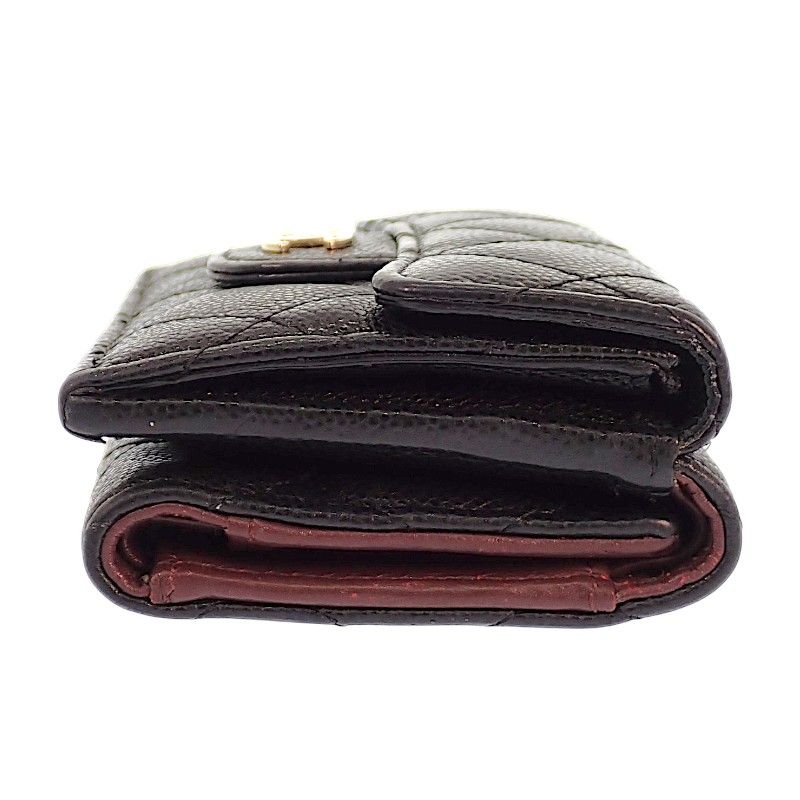 Chanel Classic Small Flap Wallet Trifold Caviar Leather Black Gold — view 6