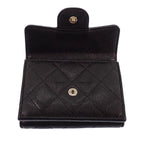 Chanel Classic Small Flap Wallet Trifold Caviar Leather Black Gold — view 8